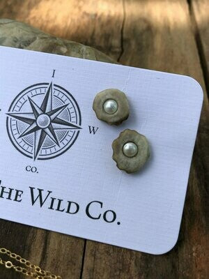 Signature Pearl or Gemstone Inlaid Antler Studs MTO