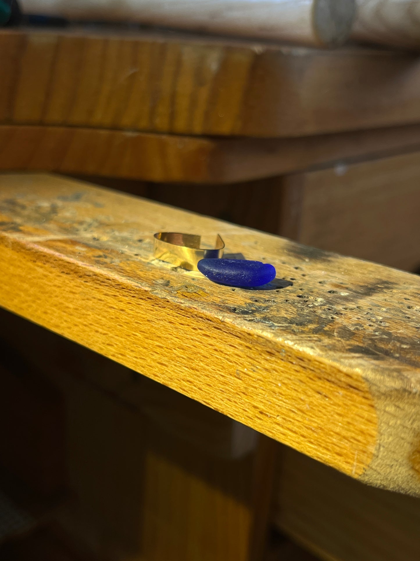 Mixed Metal Cobalt Blue Mermaid Tear Ring