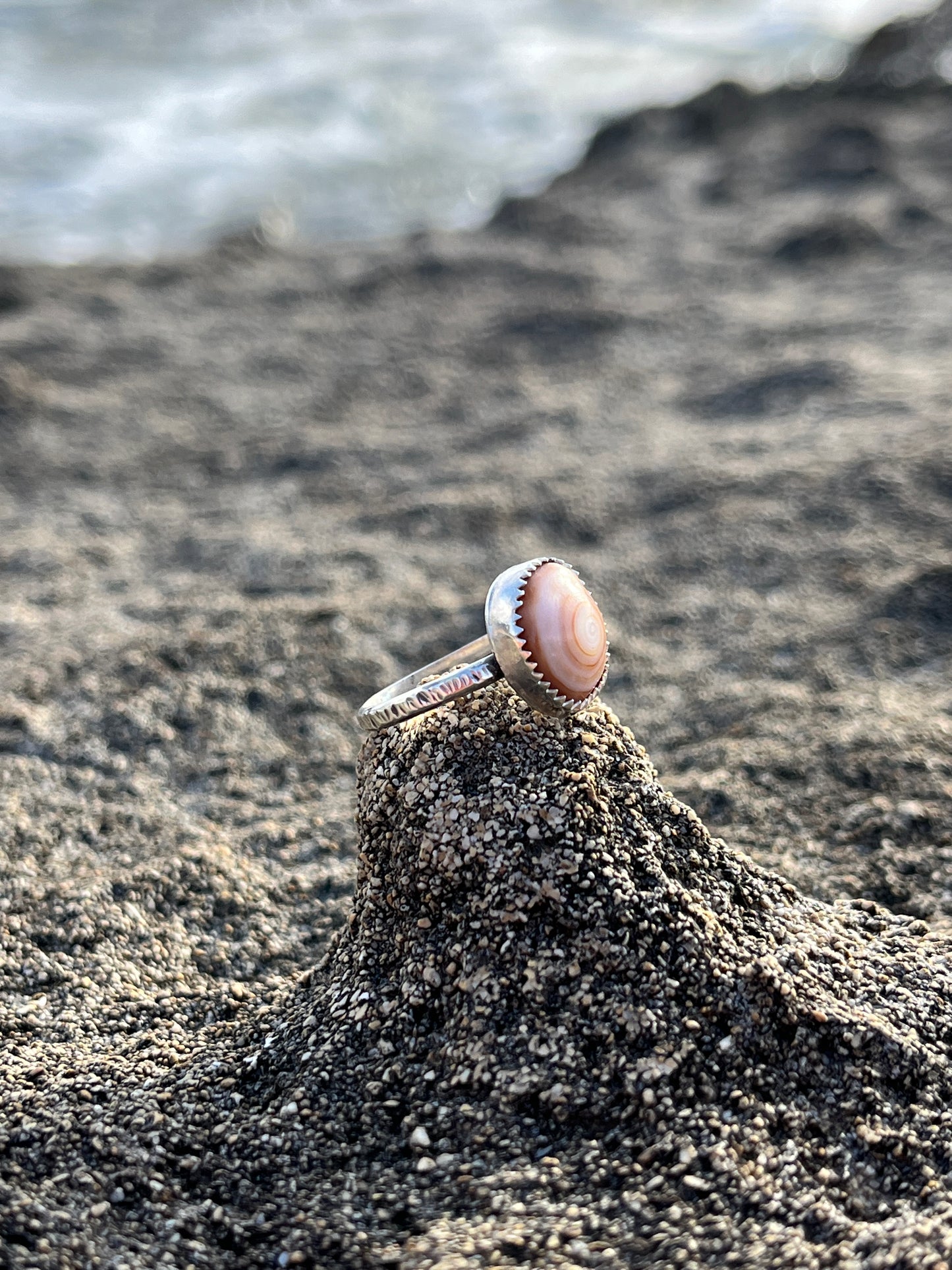 Cinnamon Bun Puka Shell Ring RTS