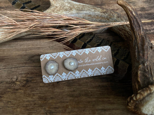Signature Pearl or Gemstone Inlaid Antler Studs MTO