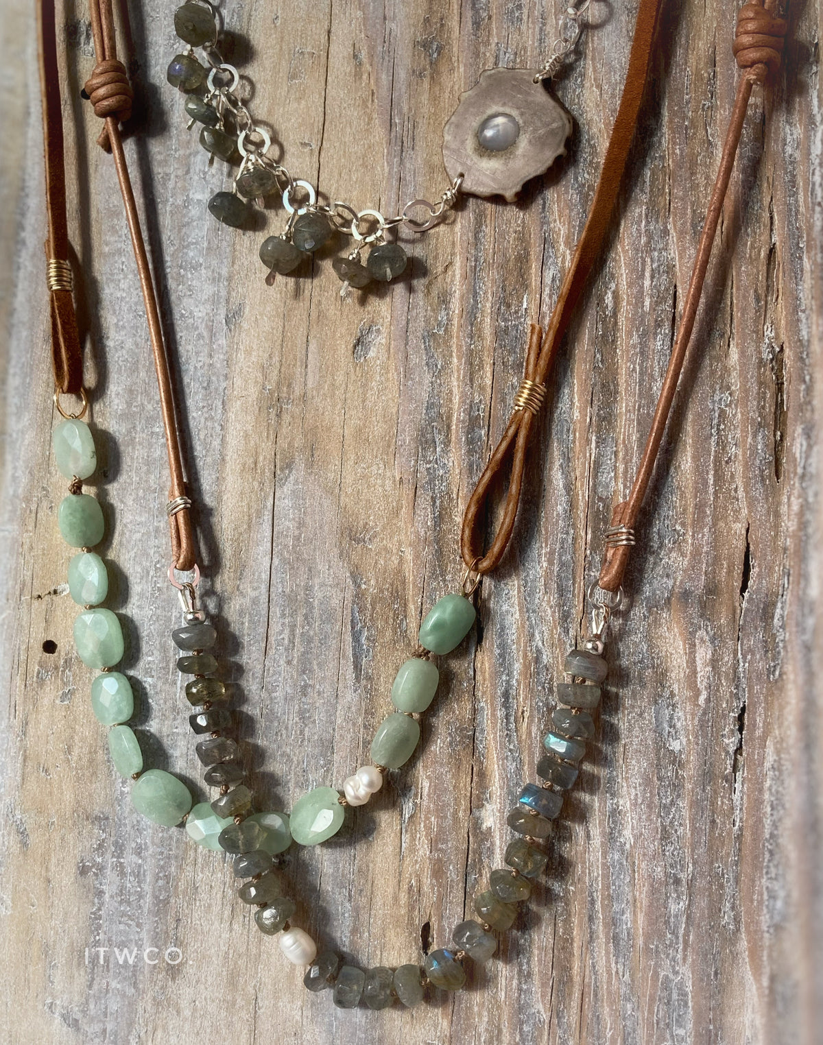 salt water revival | labradorite + pearl necklace