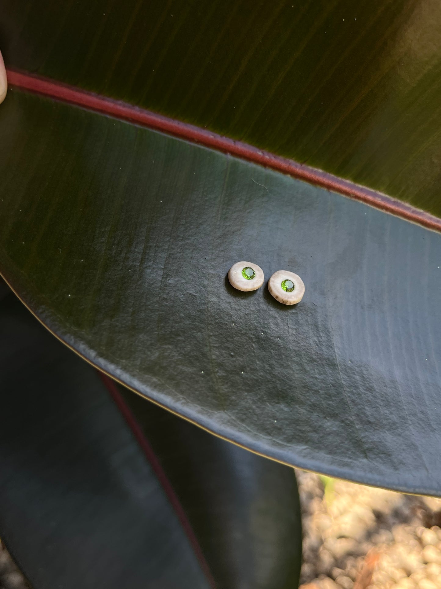 Signature Peridot Inlaid Antler Studs MTO