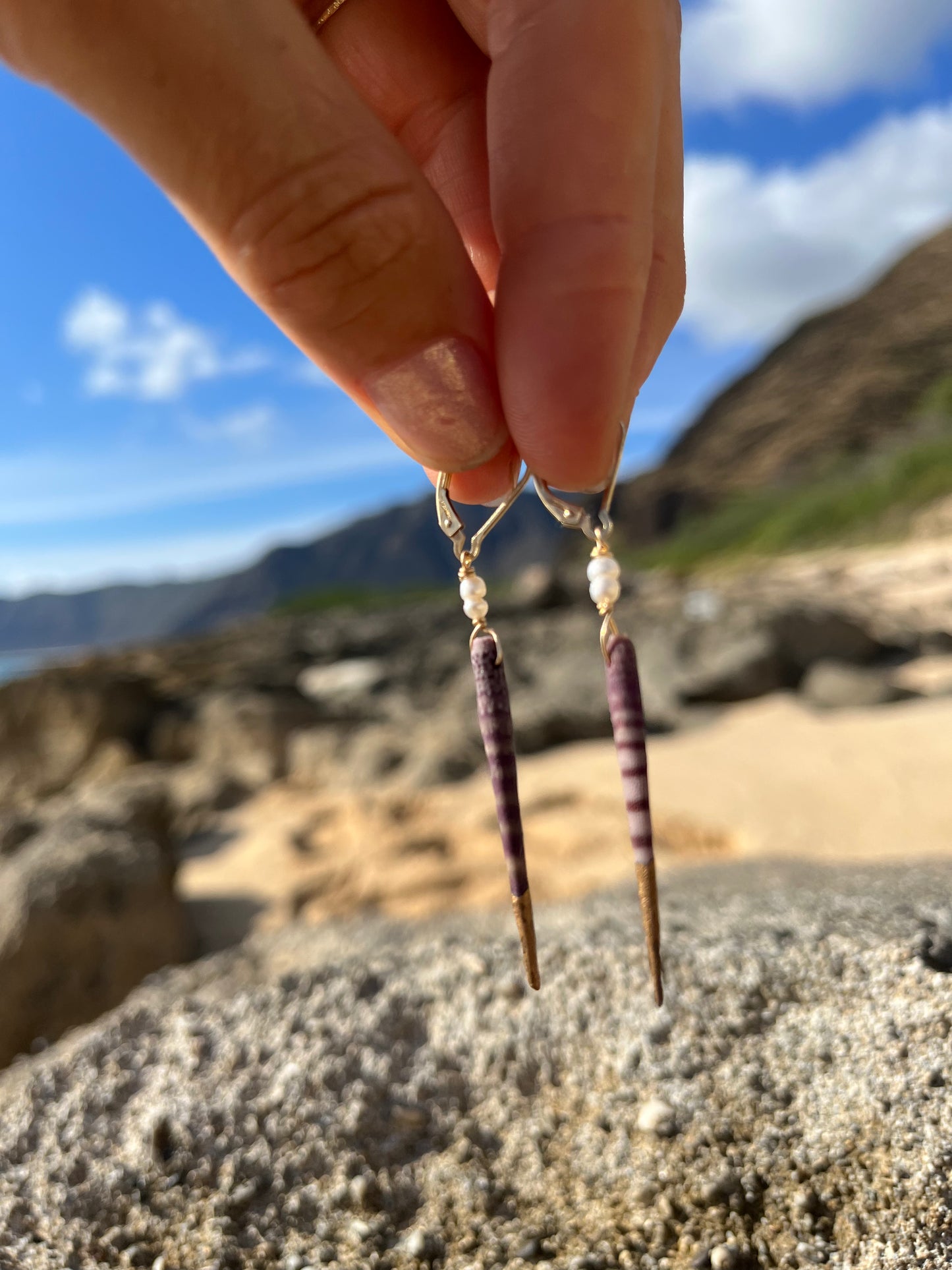 sea urchin x pearl earrings