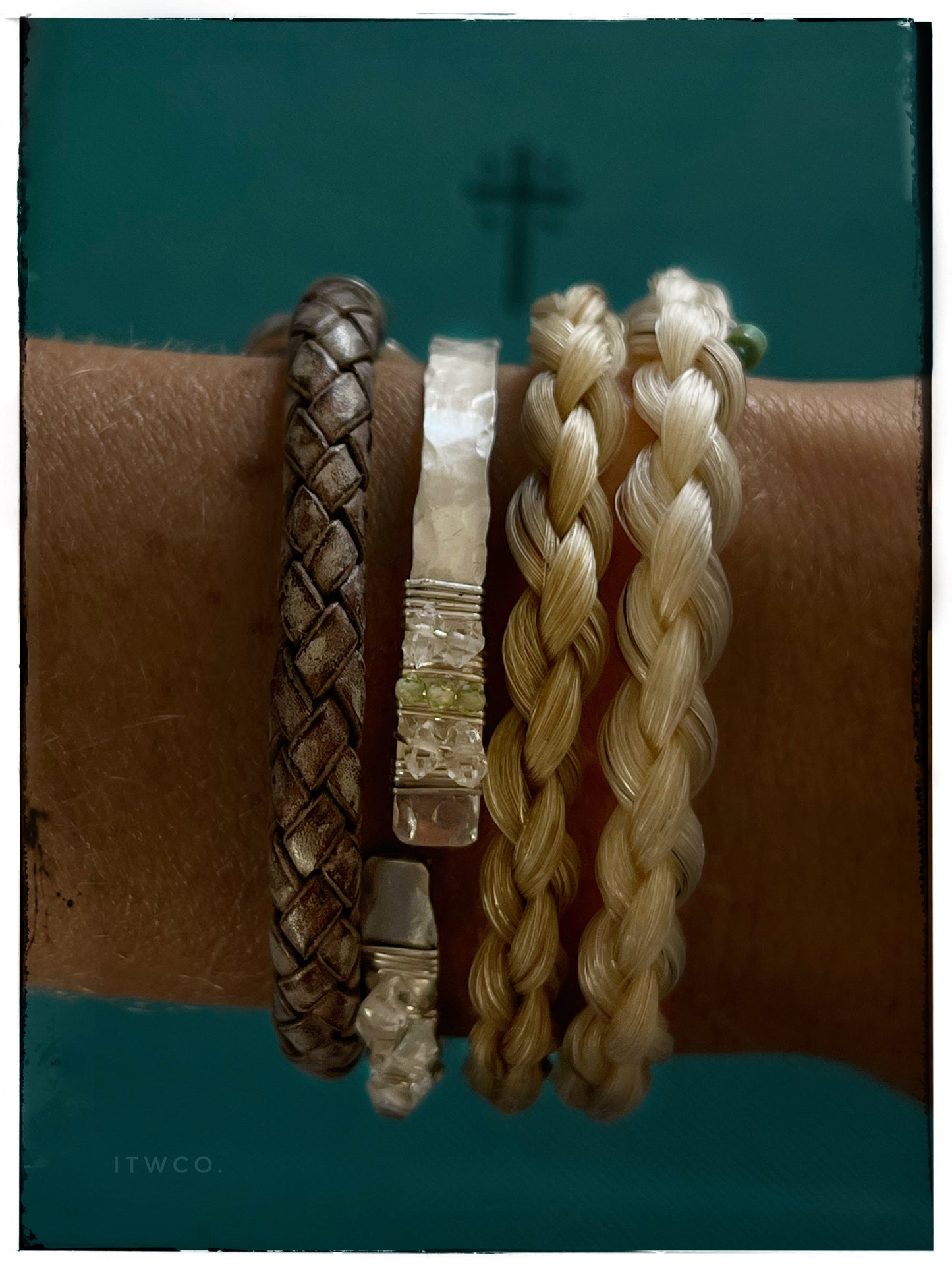 Hammered Herkimer Diamond + Peridot Cuff Bracelet ♢ rts