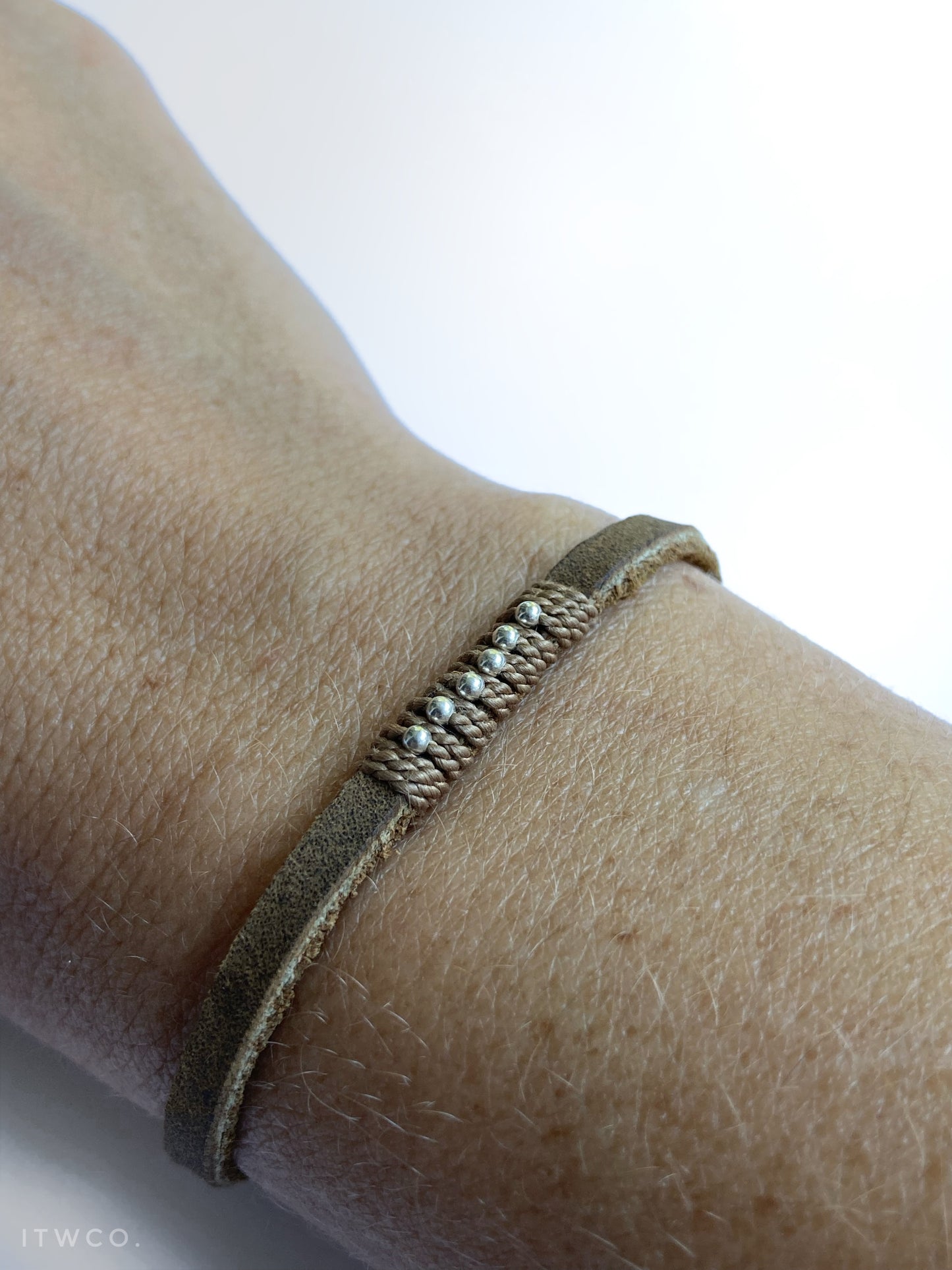 Water Buffalo + Sterling Leather Bracelet