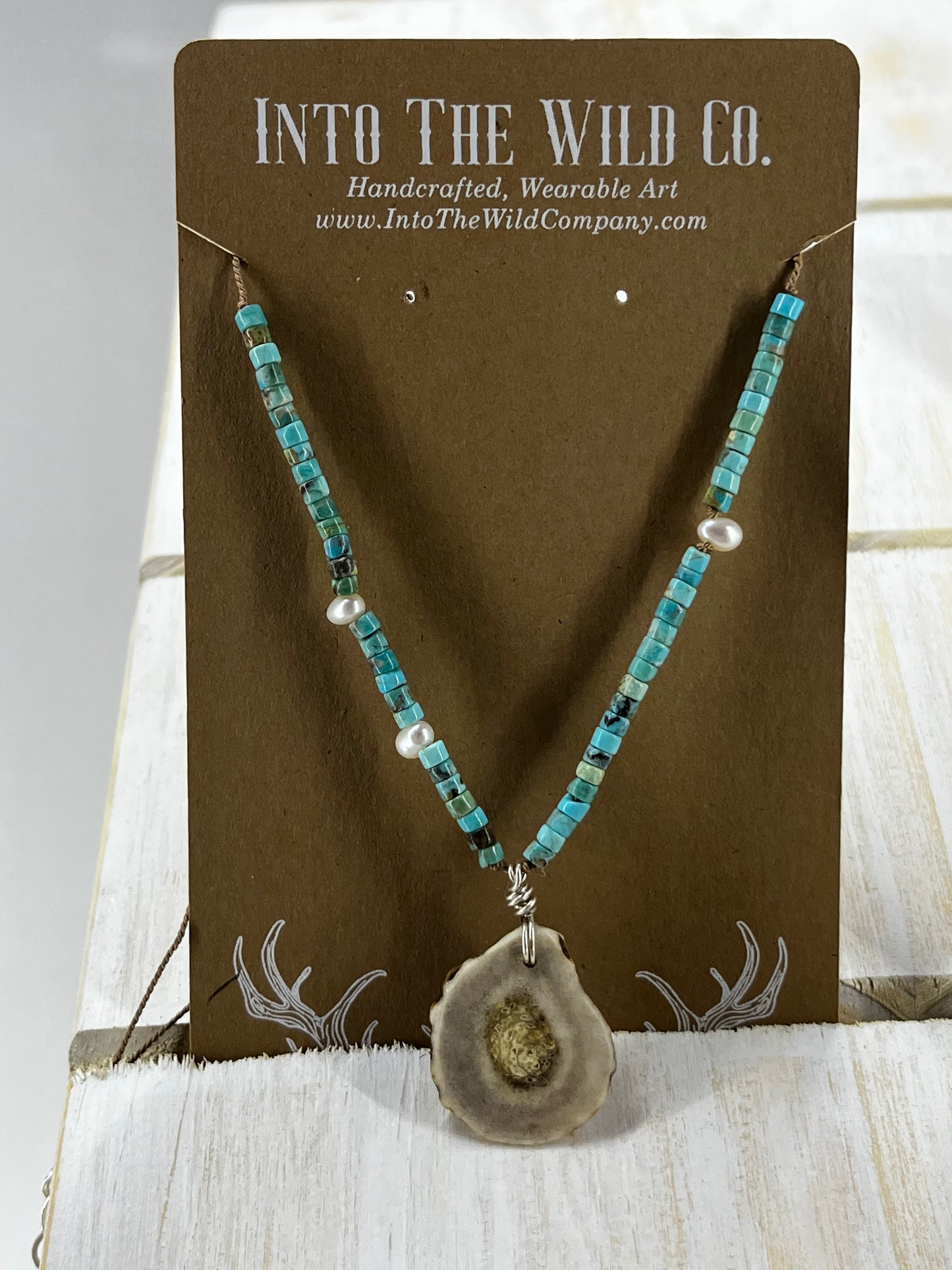 Antler + Turquoise + Pearl Diffuser Necklace MTO