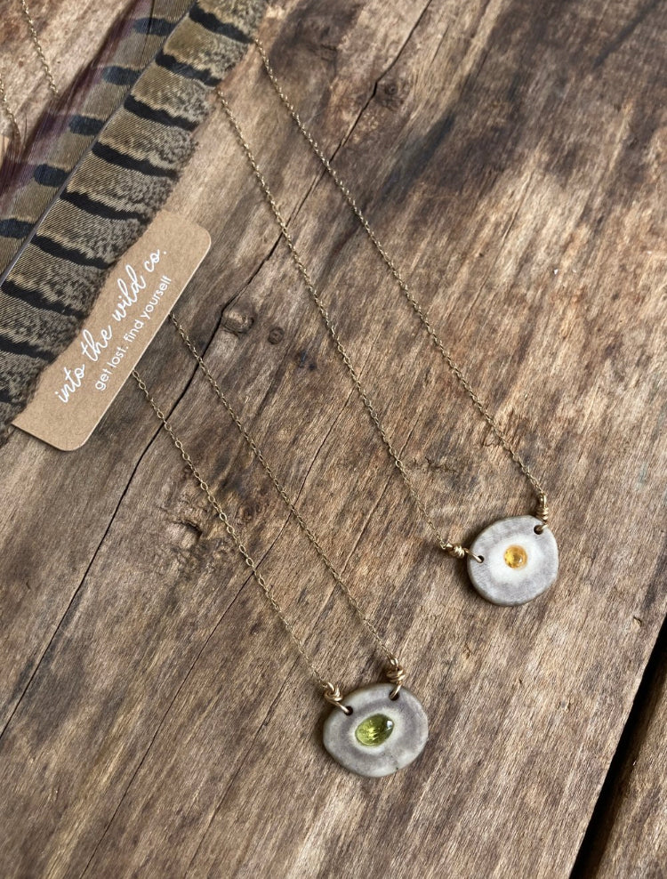 Signature Birthstone Inlaid Antler Necklace