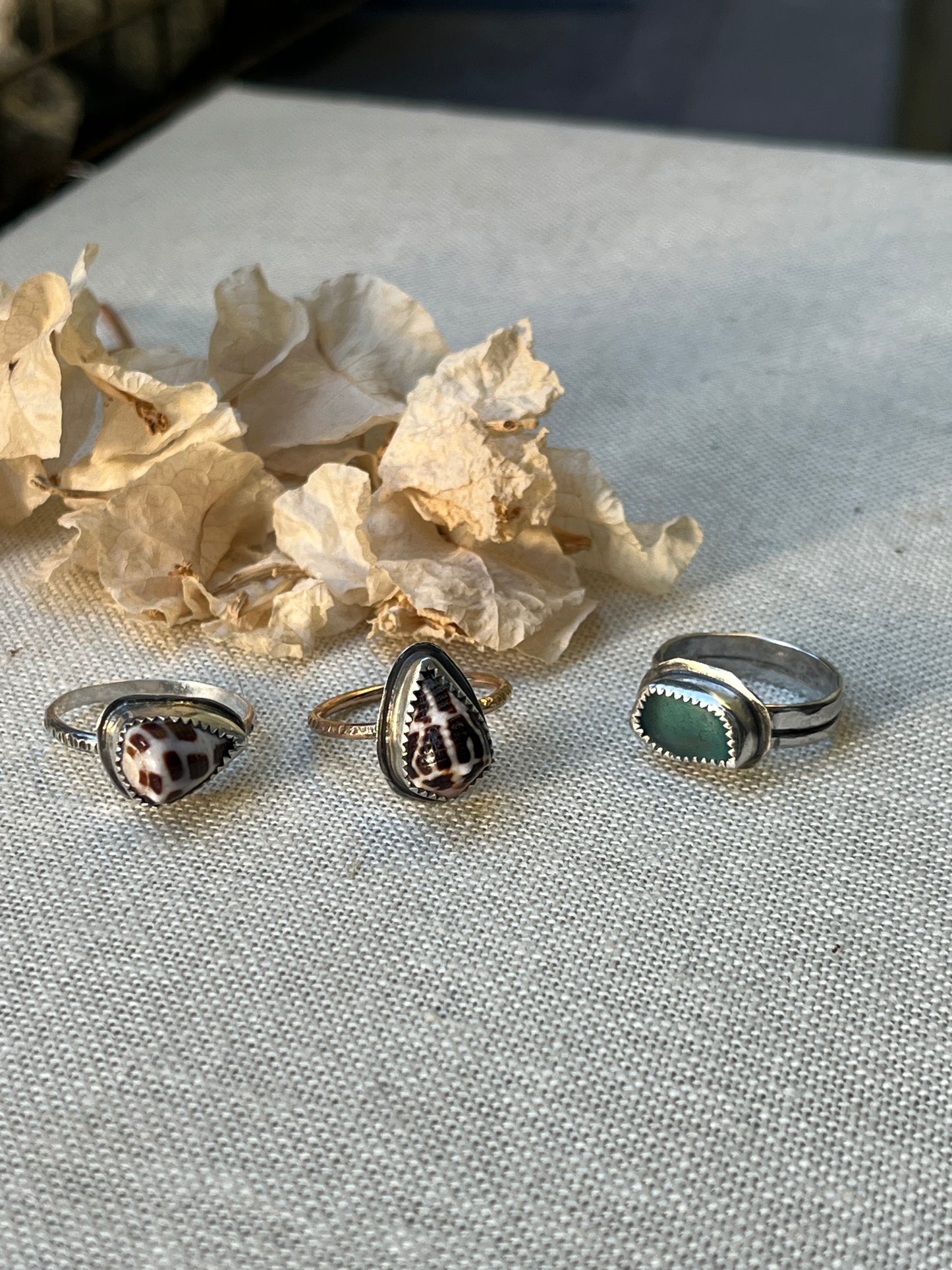 Seaglass Shell Ring | Sz. 7.2