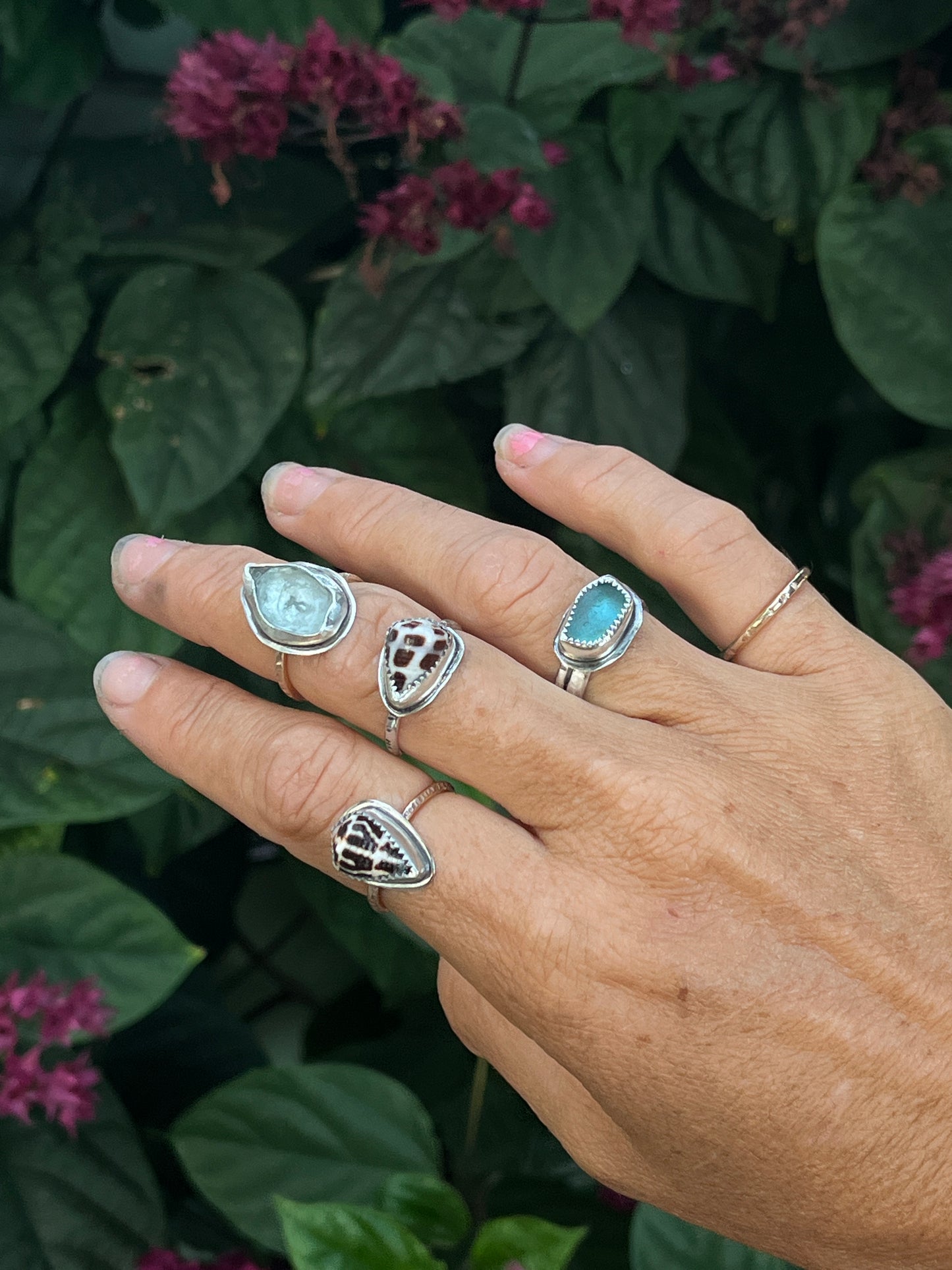 Seaglass Shell Ring | Sz. 7.2