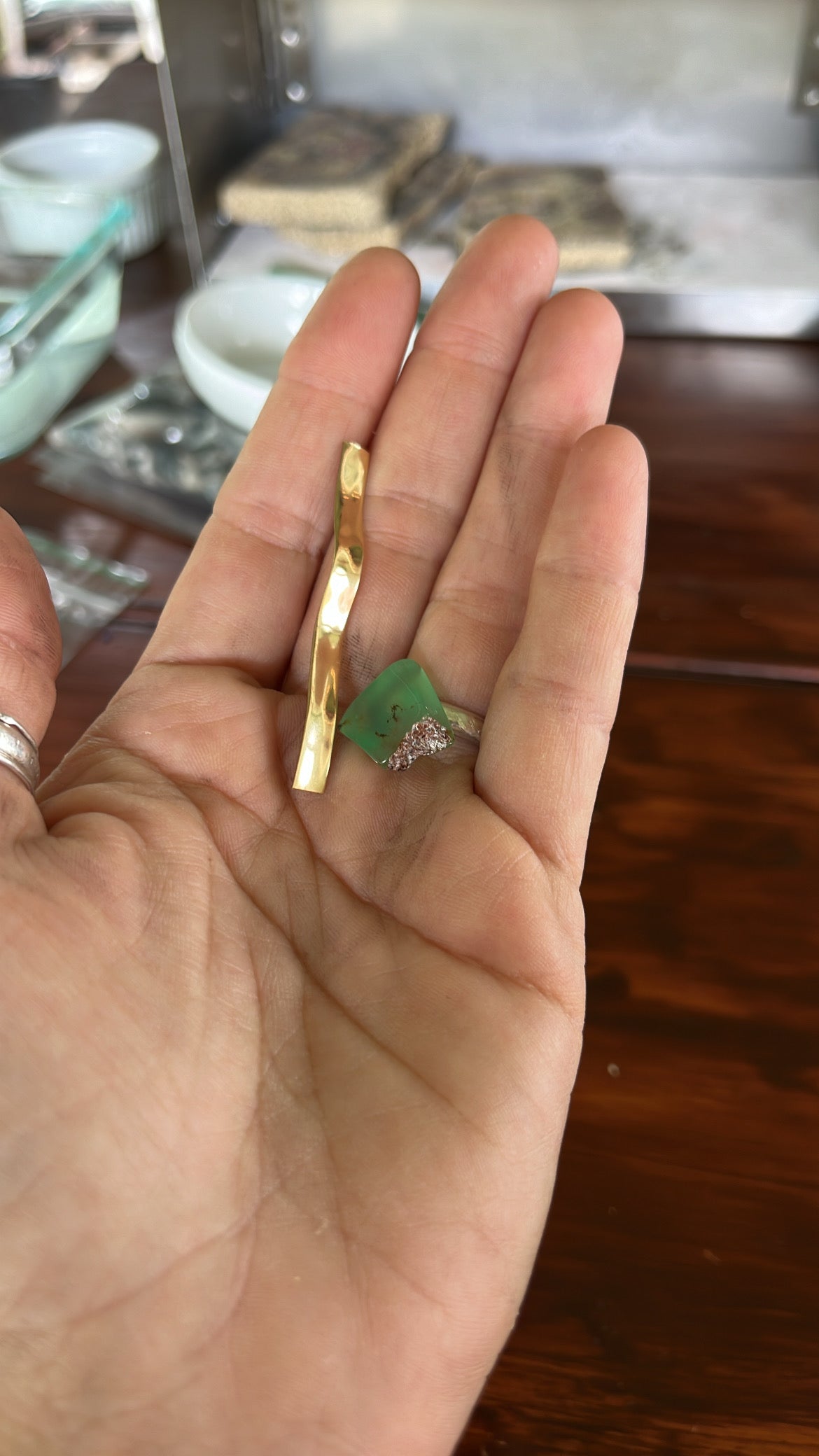 Chrysoprase Mixed Metal Necklace