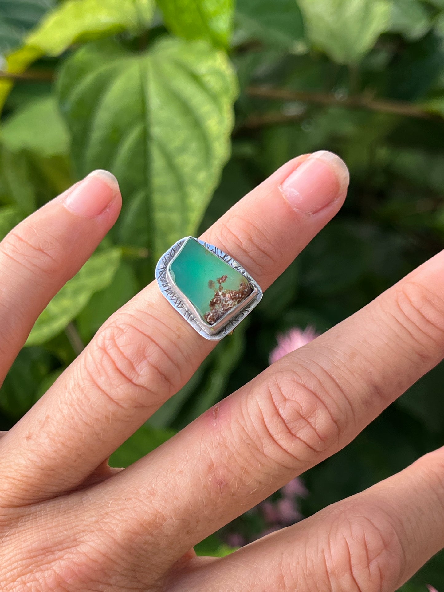 Chrysoprase Mixed Metal Ring