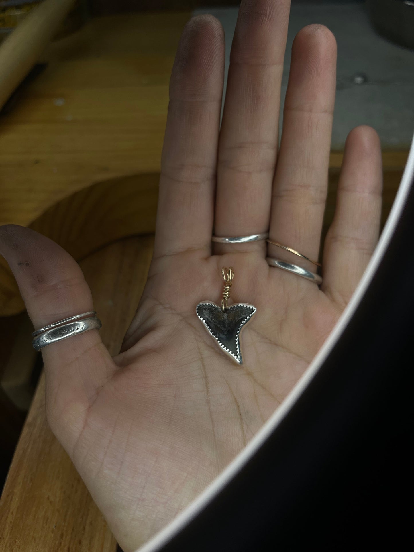 Mixed Metal Shark Tooth Necklace