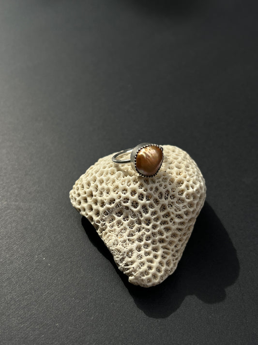 Champagne Edison Pearl Ring