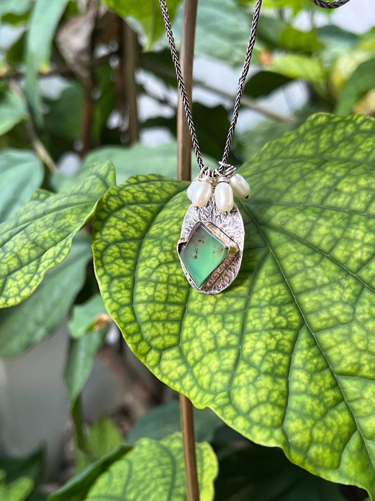 Chrysoprase Mixed Metal Necklace