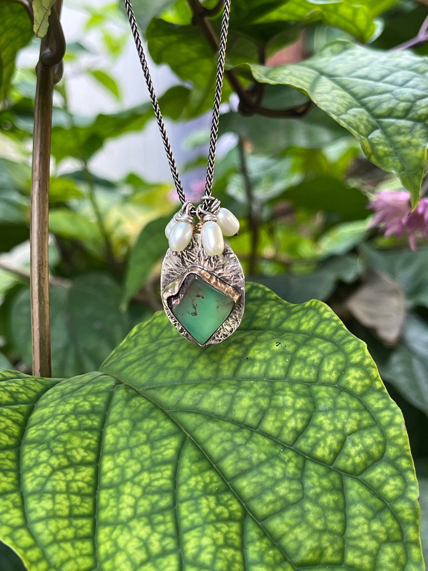 Chrysoprase Mixed Metal Necklace