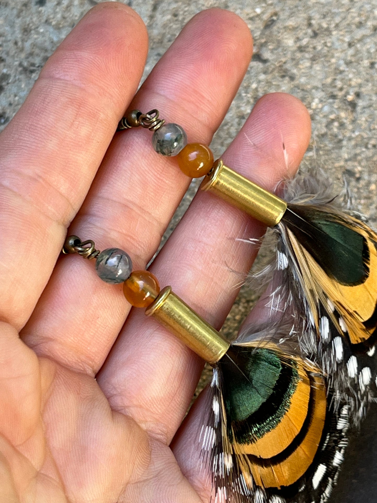 Feather + Recycled Cartridge Earrings