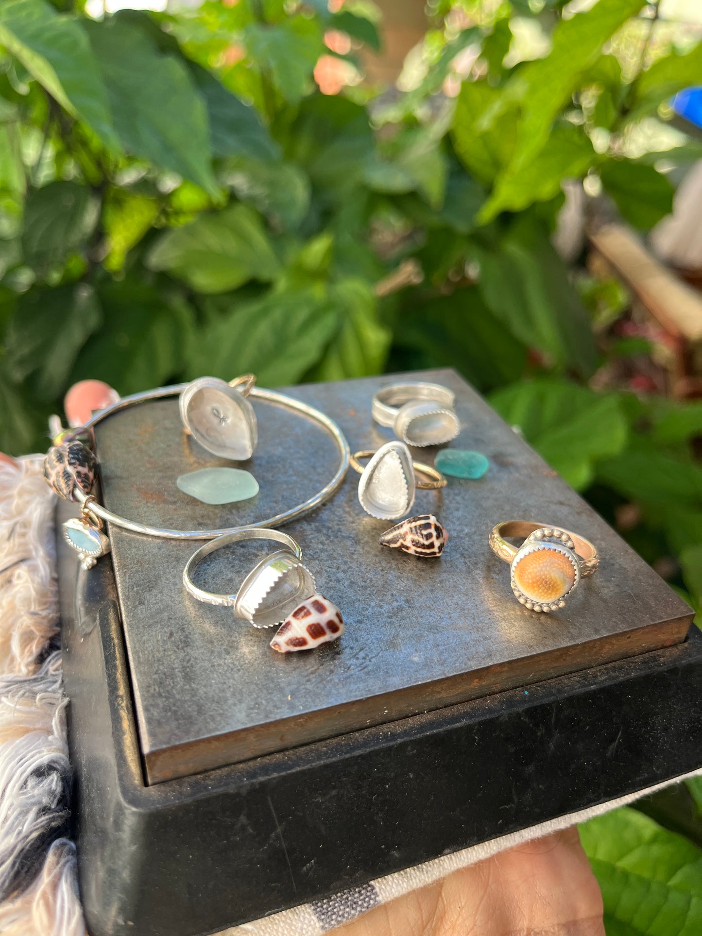 Seaglass Shell Ring | Sterling | Sz. 7.8