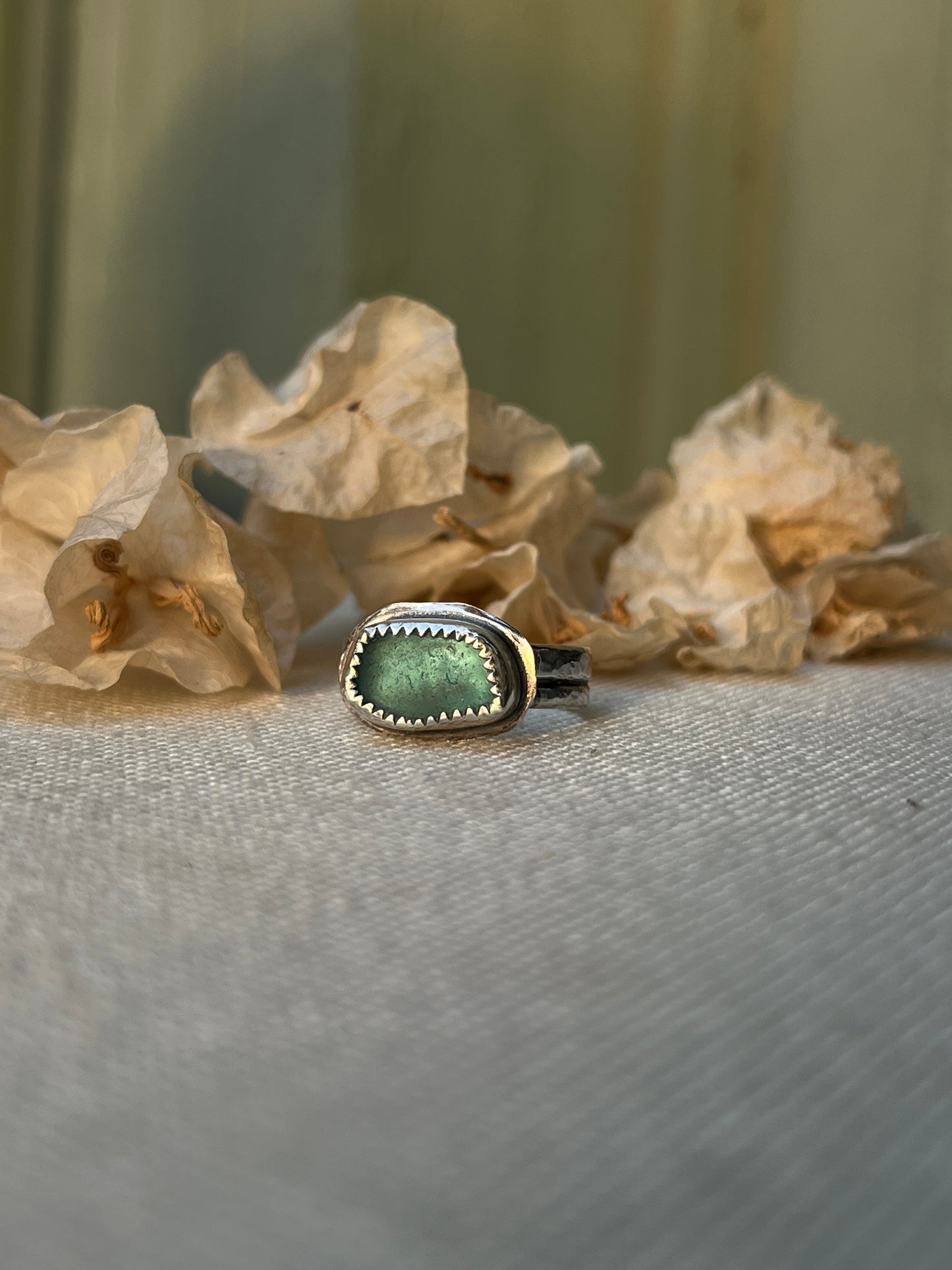Seaglass Shell Ring | Sz. 7.2