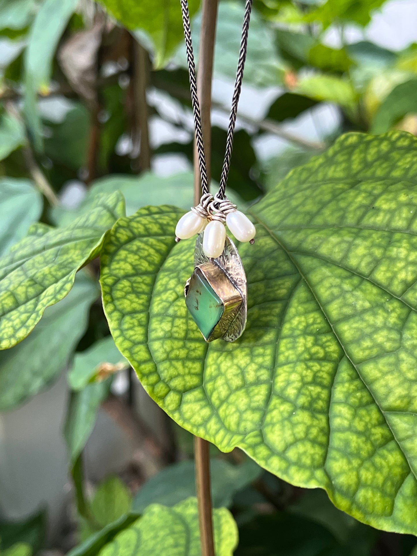 Chrysoprase Mixed Metal Necklace