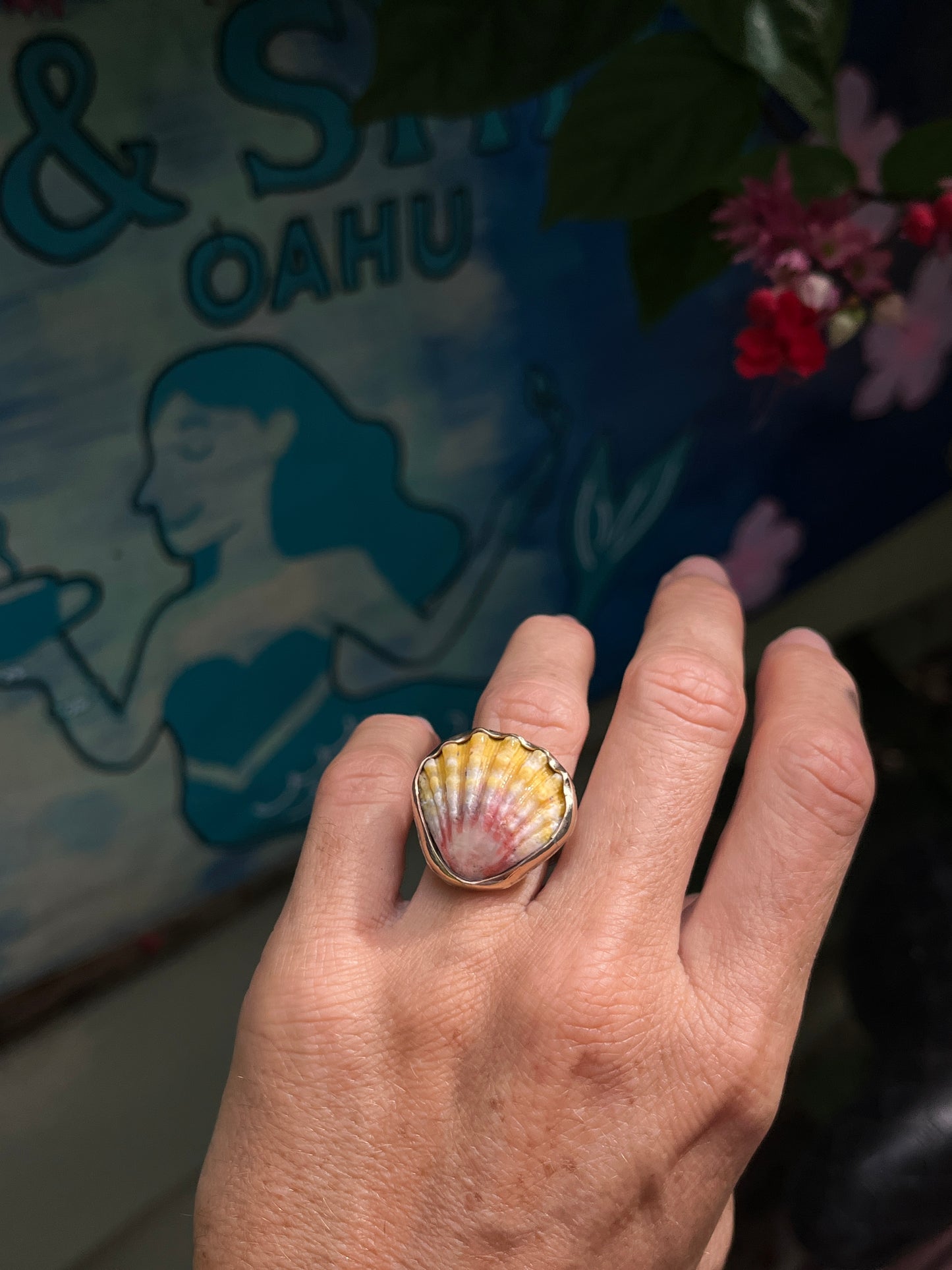 Sunrise Shell Bezel Cuff Specialty Workshop