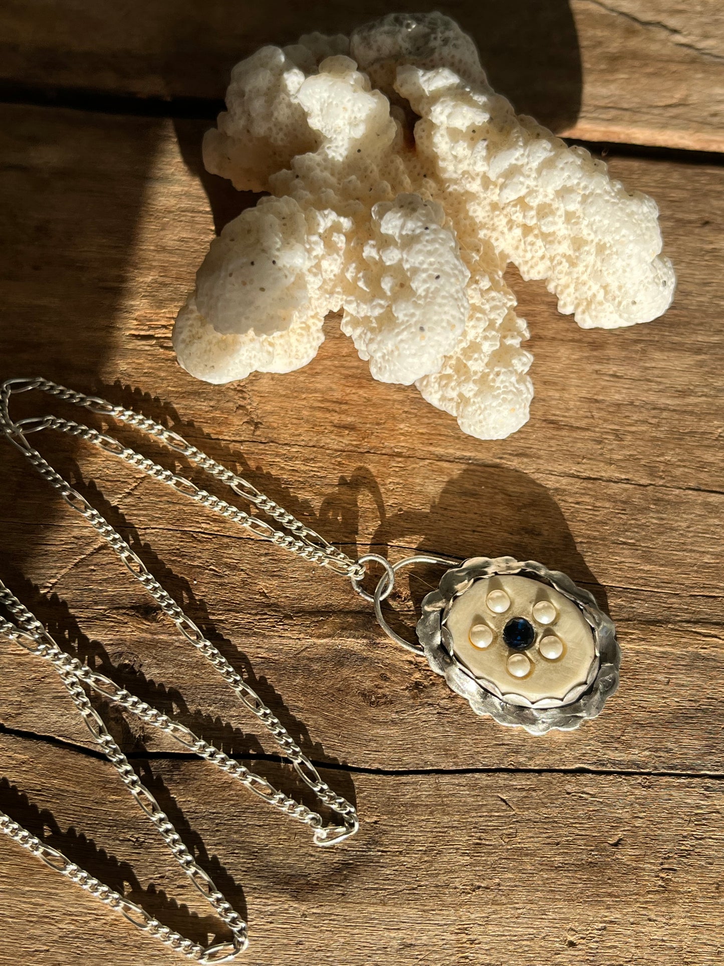 Blue Sapphire Flower Necklace *rts