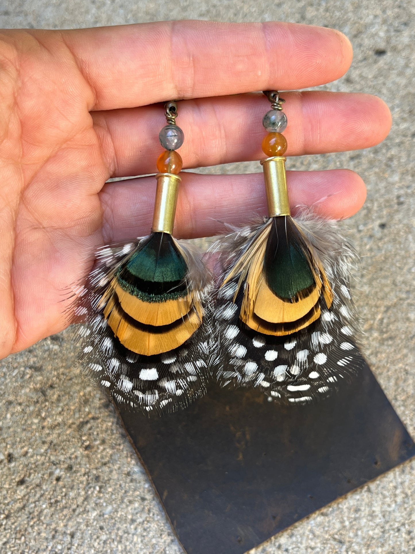 Feather + Recycled Cartridge Earrings