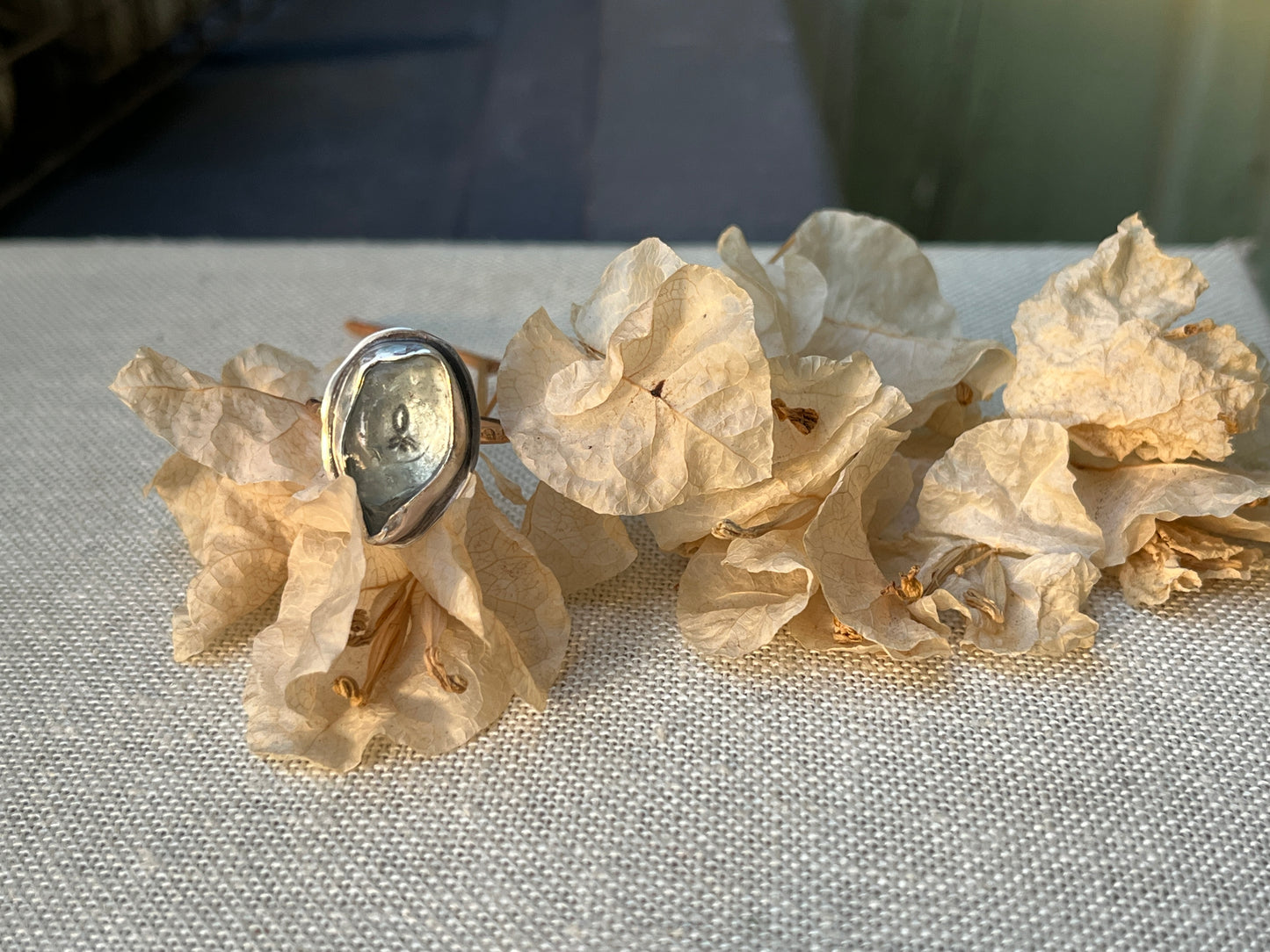 Seaglass Shell Ring | Sterling | Sz. 7.8