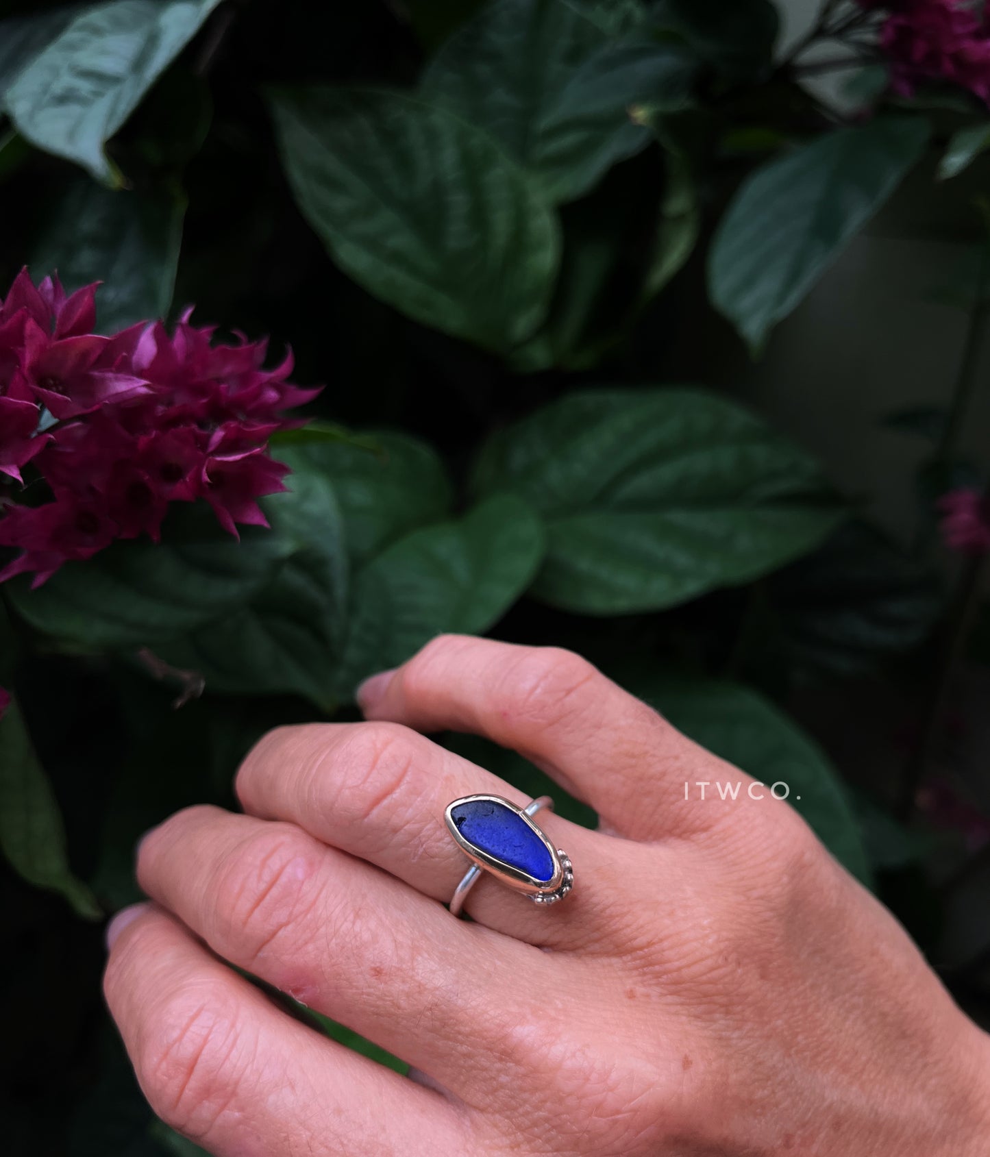 Mixed Metal Cobalt Blue Mermaid Tear Ring