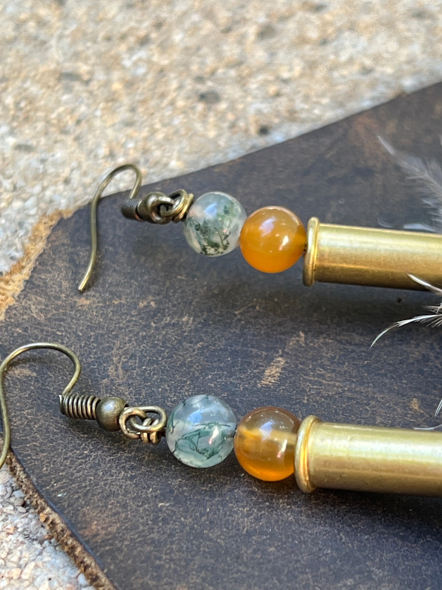 Feather + Recycled Cartridge Earrings