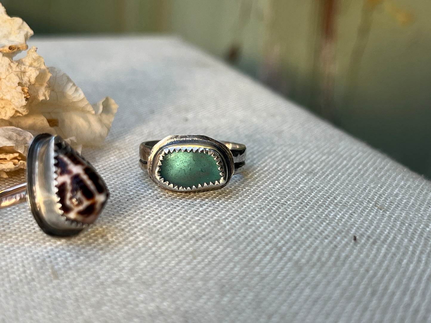 Seaglass Shell Ring | Sz. 7.2