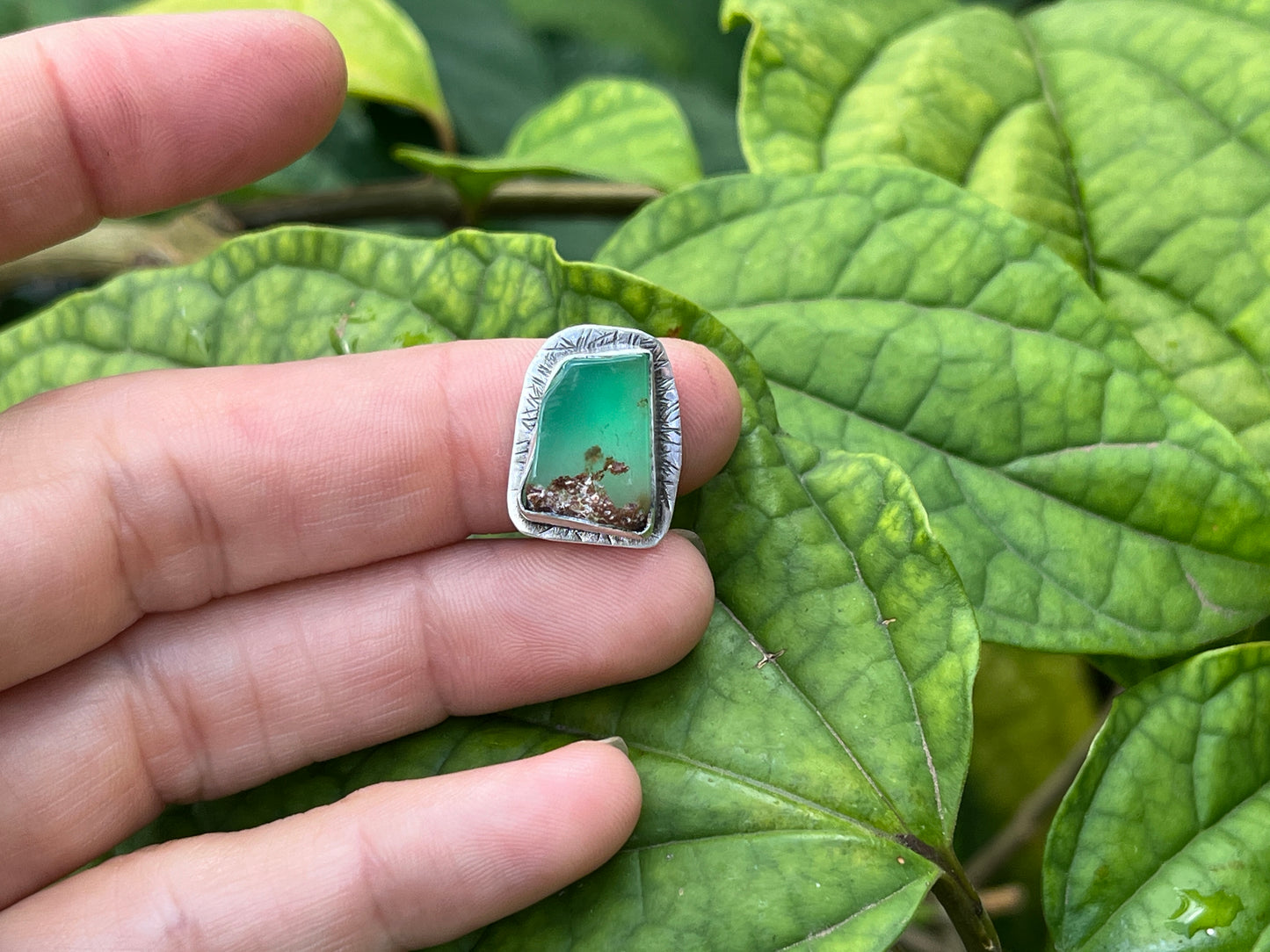Chrysoprase Mixed Metal Ring