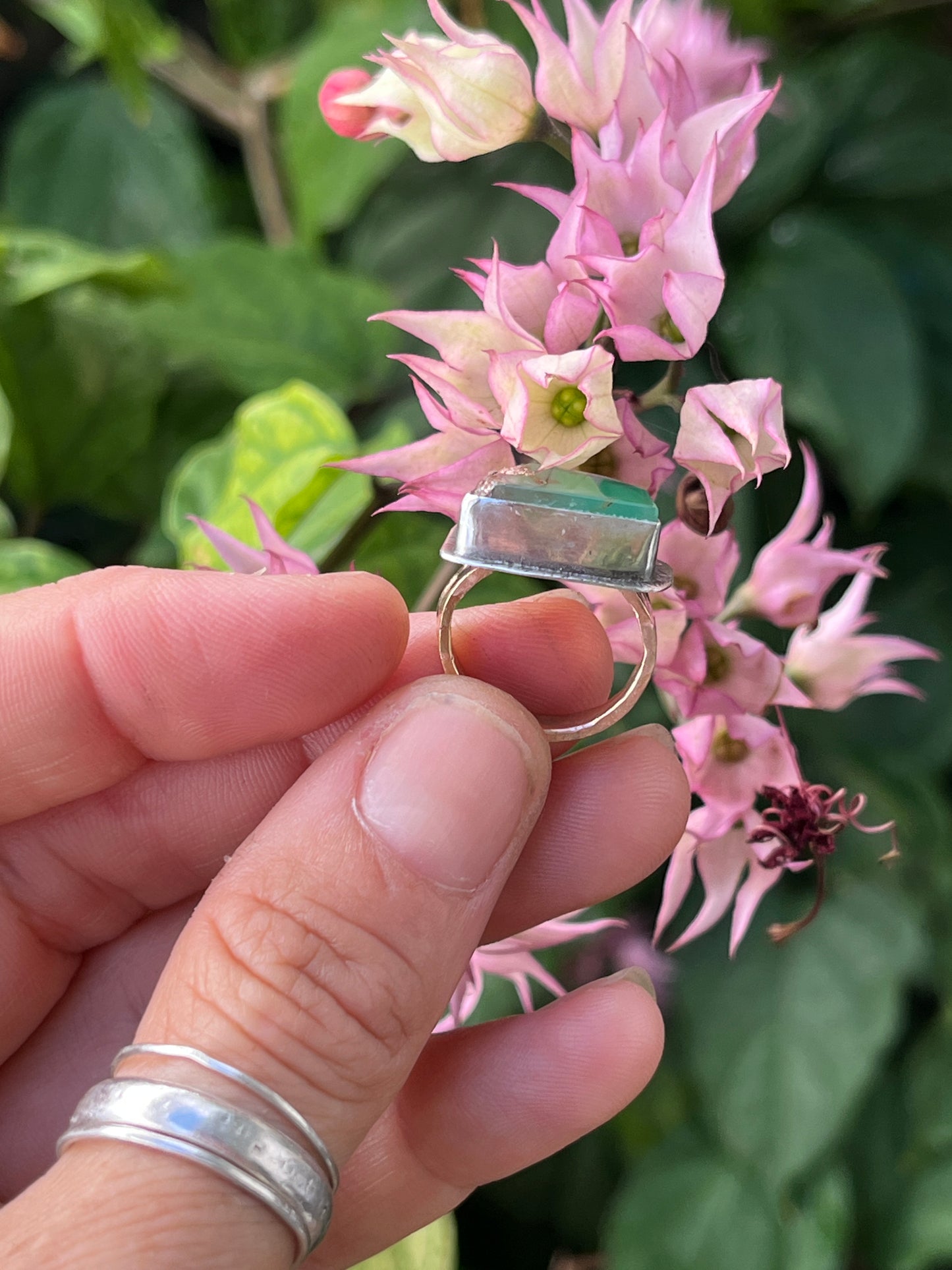 Chrysoprase Mixed Metal Ring
