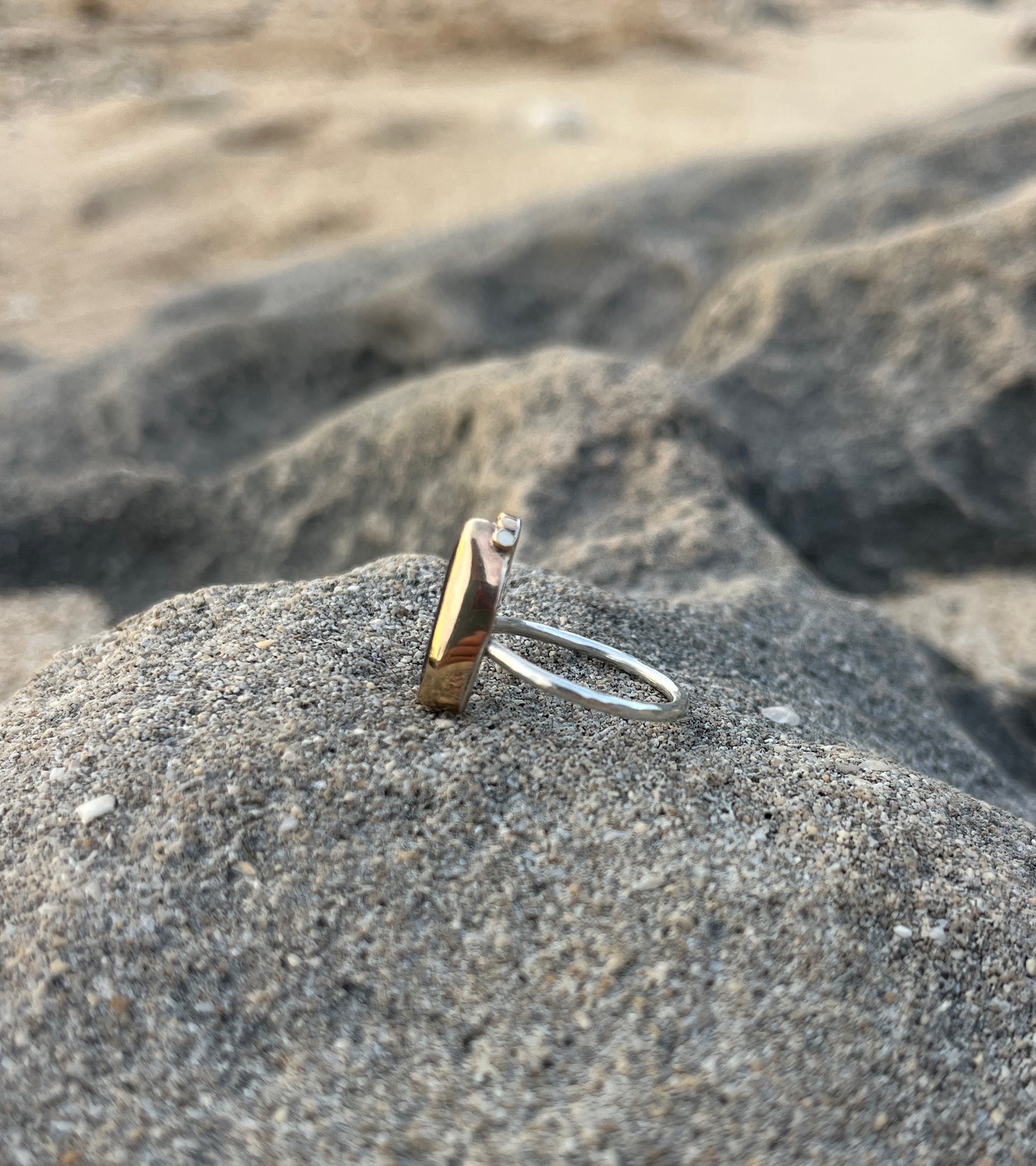 Mixed Metal Cobalt Blue Mermaid Tear Ring