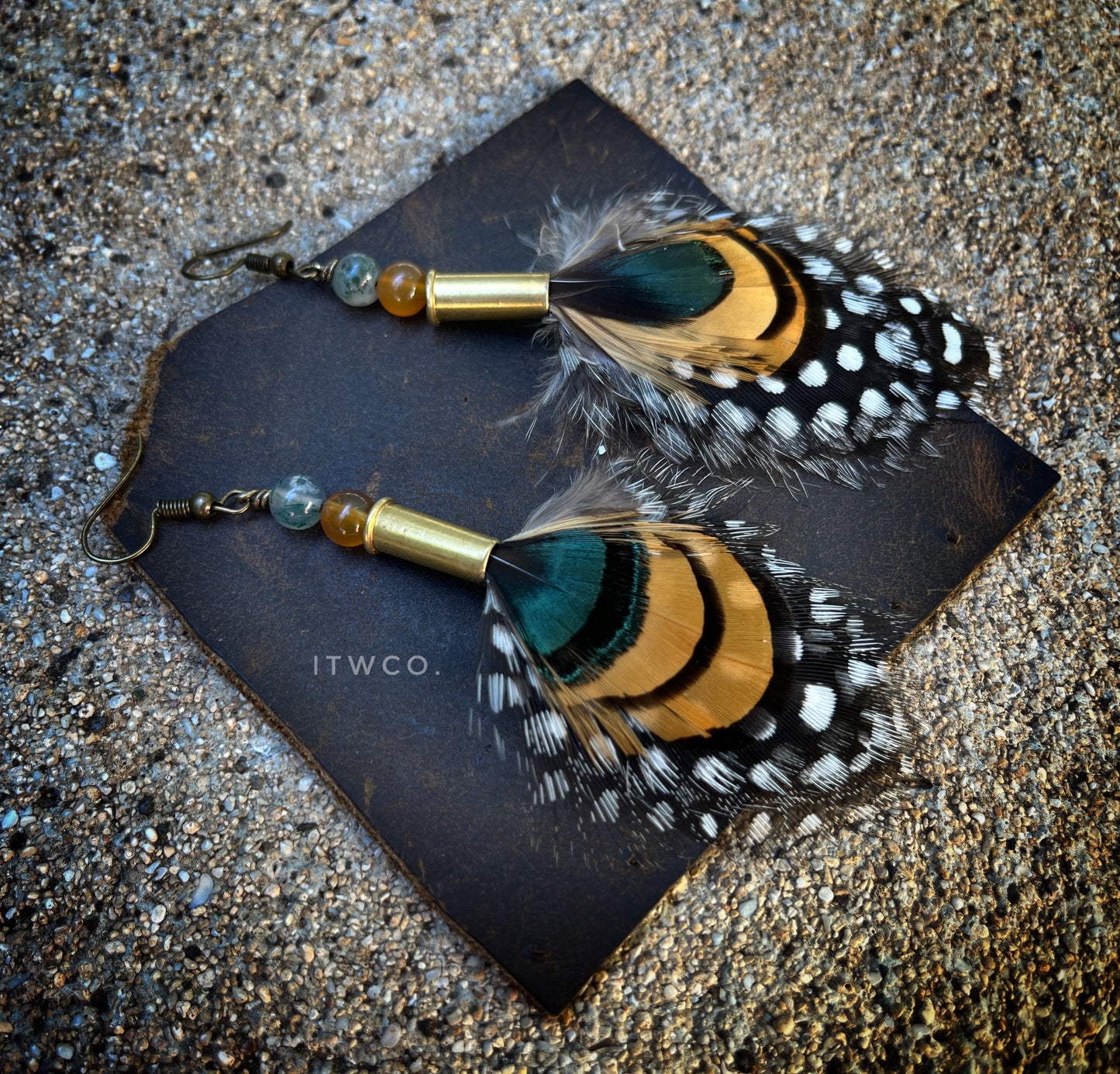 Feather + Recycled Cartridge Earrings
