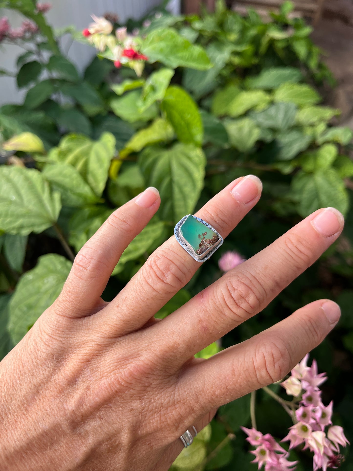 Chrysoprase Mixed Metal Ring