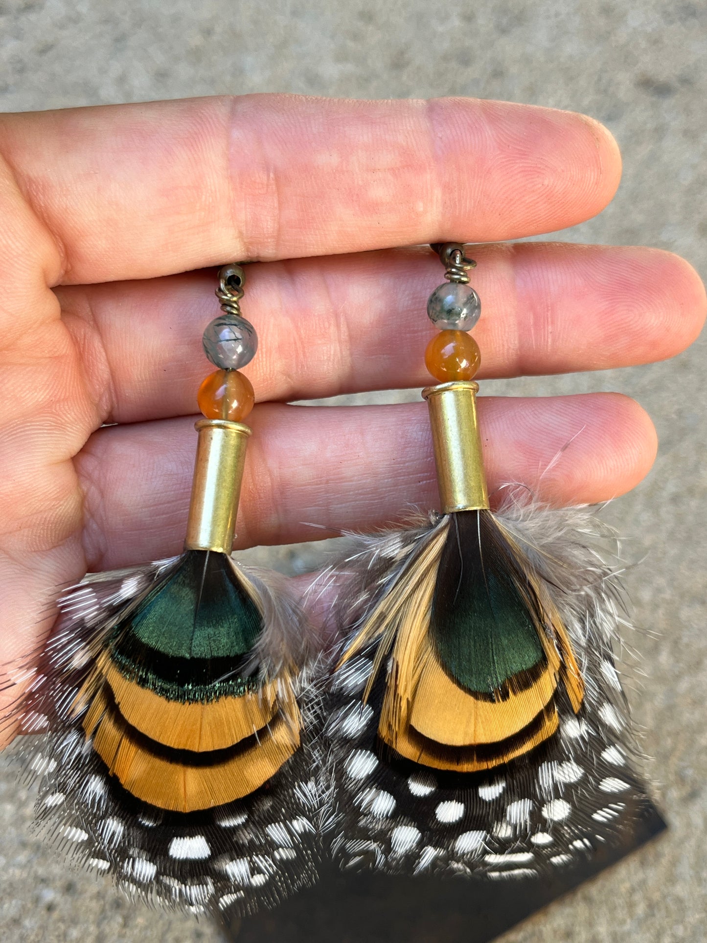 Feather + Recycled Cartridge Earrings
