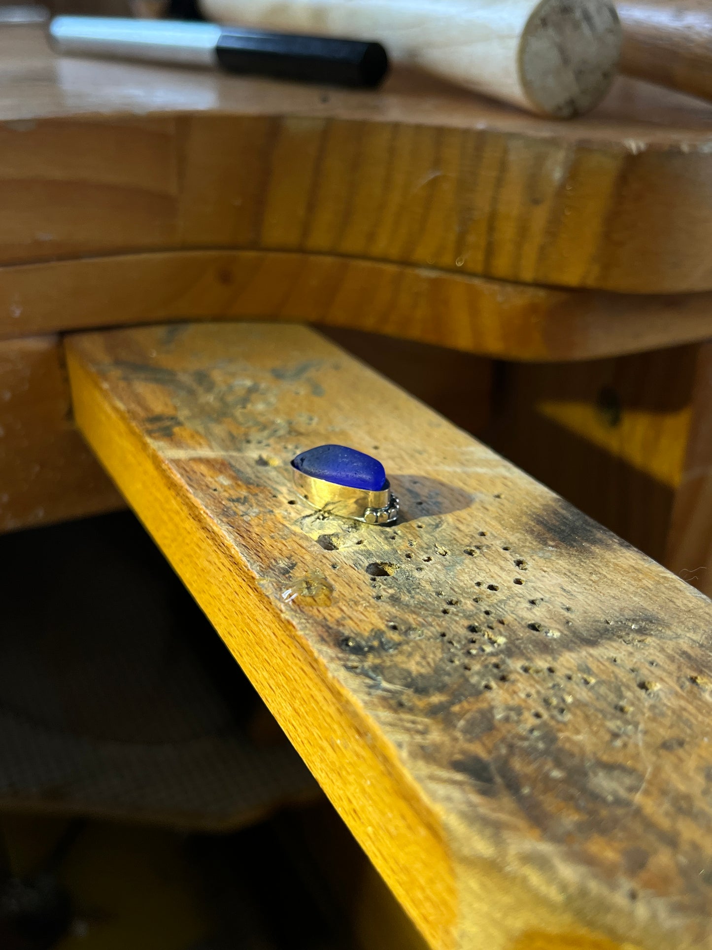 Mixed Metal Cobalt Blue Mermaid Tear Ring