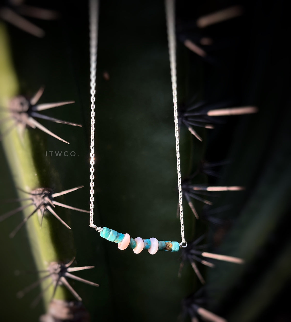 The Merchant Necklace in puka shell or herkimer diamond