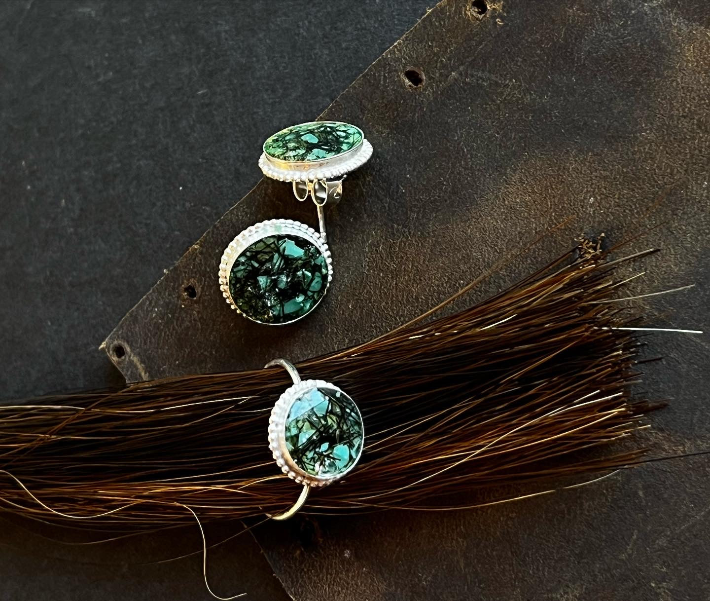 Custom Hair + Gemstone Stud Earrings