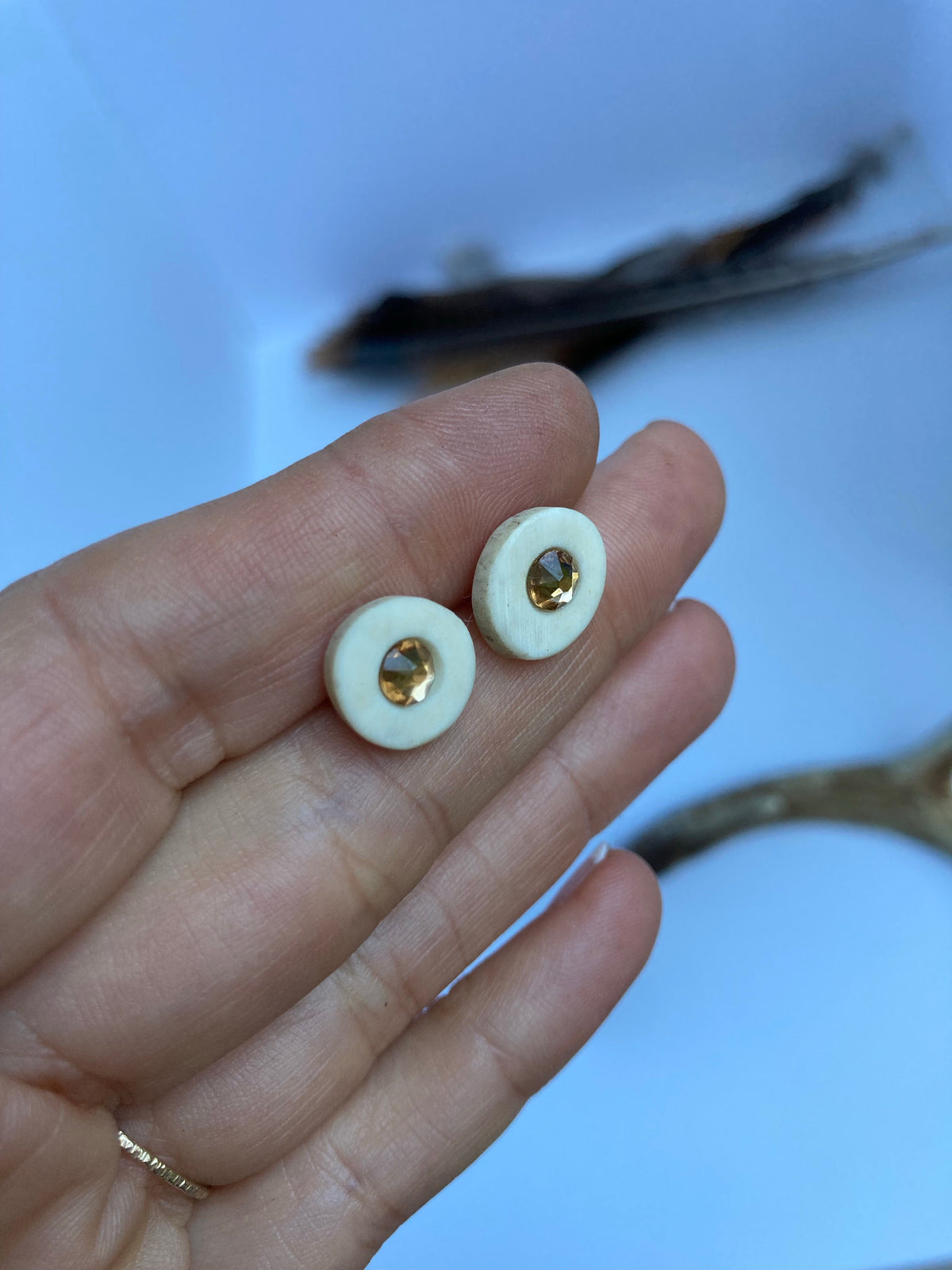 Signature Topaz Inlaid Antler Studs MTO