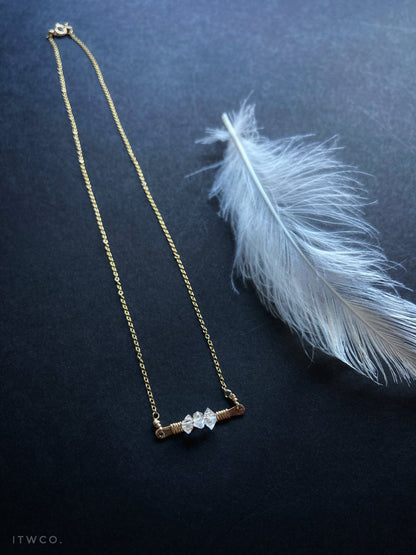 Hammered Herkimer Diamond Bar Necklace MTO