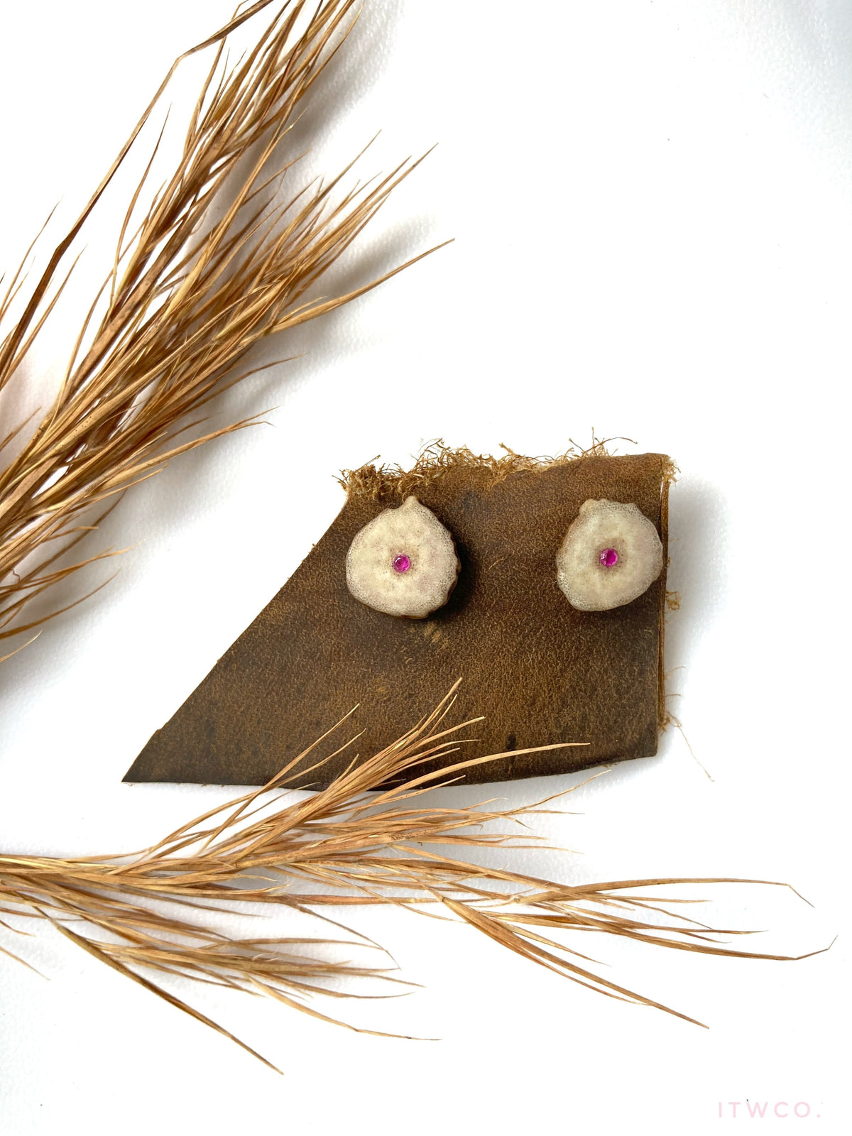 Ruby Inlaid Antler Studs
