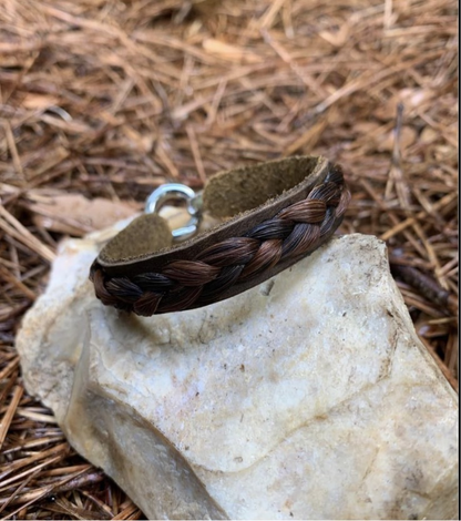 Water Buffalo Leather Horsehair Cuff Bracelet MTO
