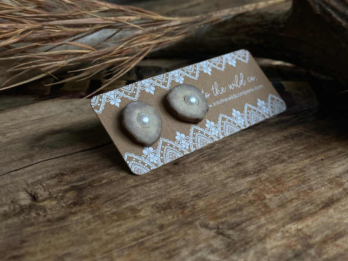 Signature Pearl or Gemstone Inlaid Antler Studs MTO