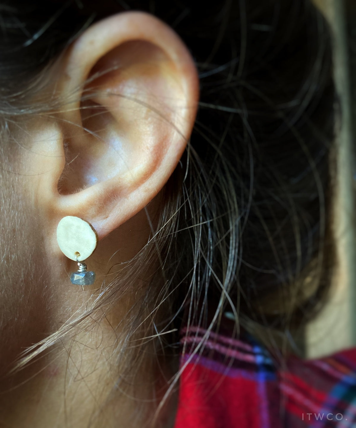 whitetail antler + labradorite stud earrings
