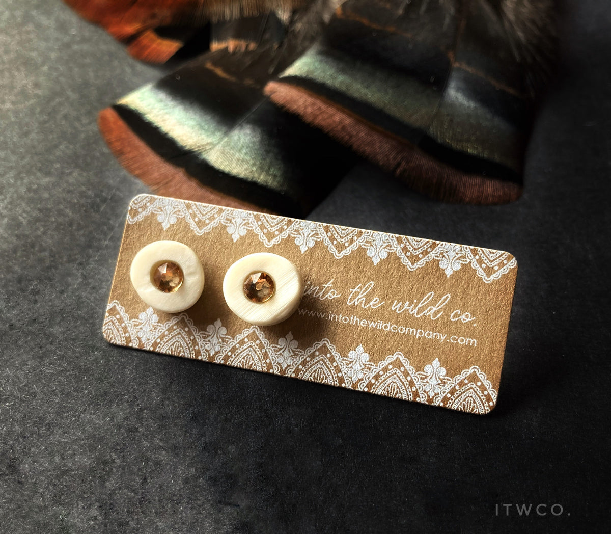Signature Topaz Inlaid Antler Studs MTO