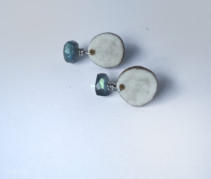 whitetail antler + labradorite stud earrings