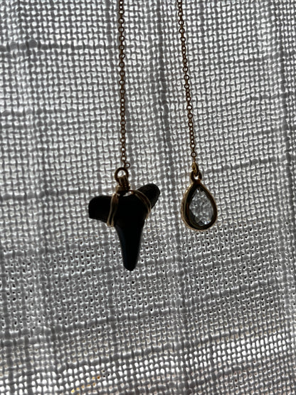 Shark Tooth + Tourmaline Threader Earrings MTO