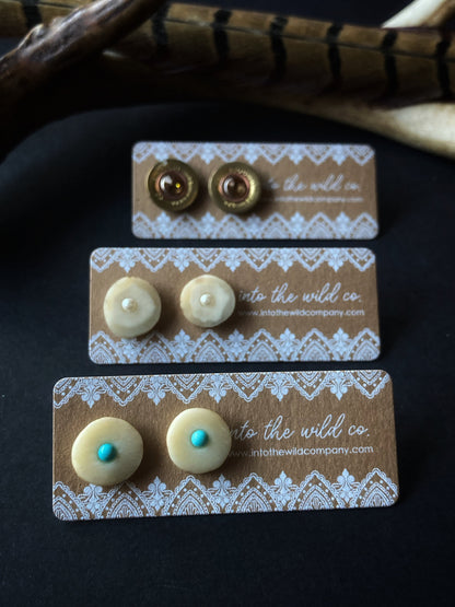 Signature Pearl or Gemstone Inlaid Antler Studs MTO