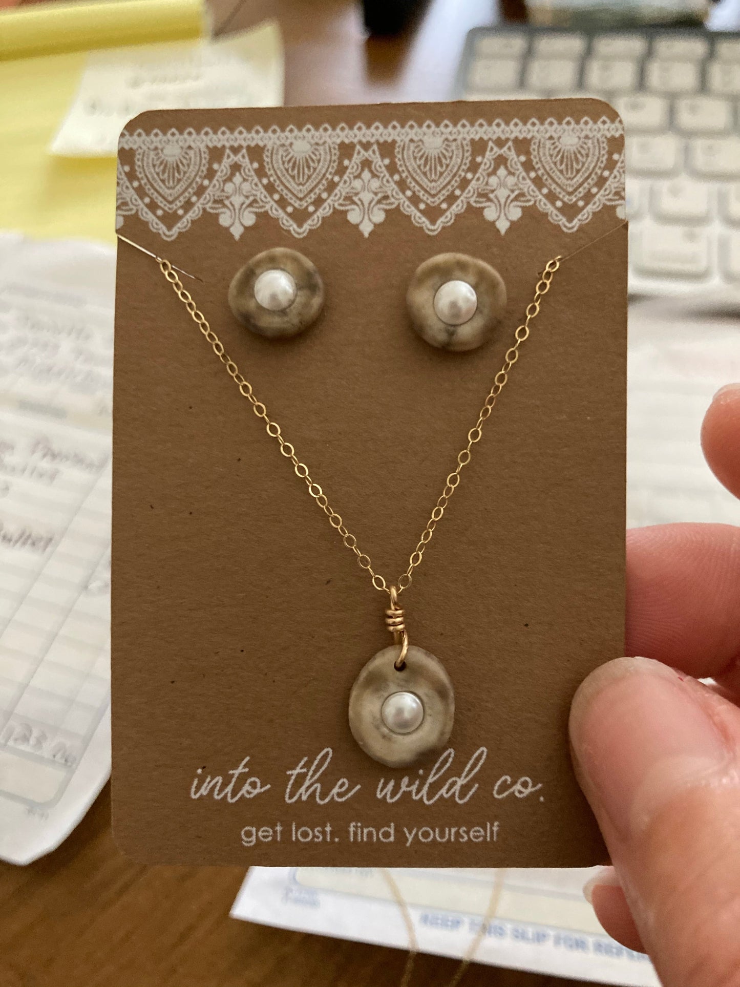 Signature Pearl Inlaid Antler Necklace MTO